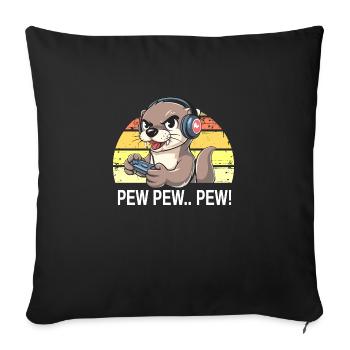 Gaming Otter: Pew Pew Vibes - Sofa pillowcase 17,3'' x 17,3'' (45 x 45 cm) - black - Front
