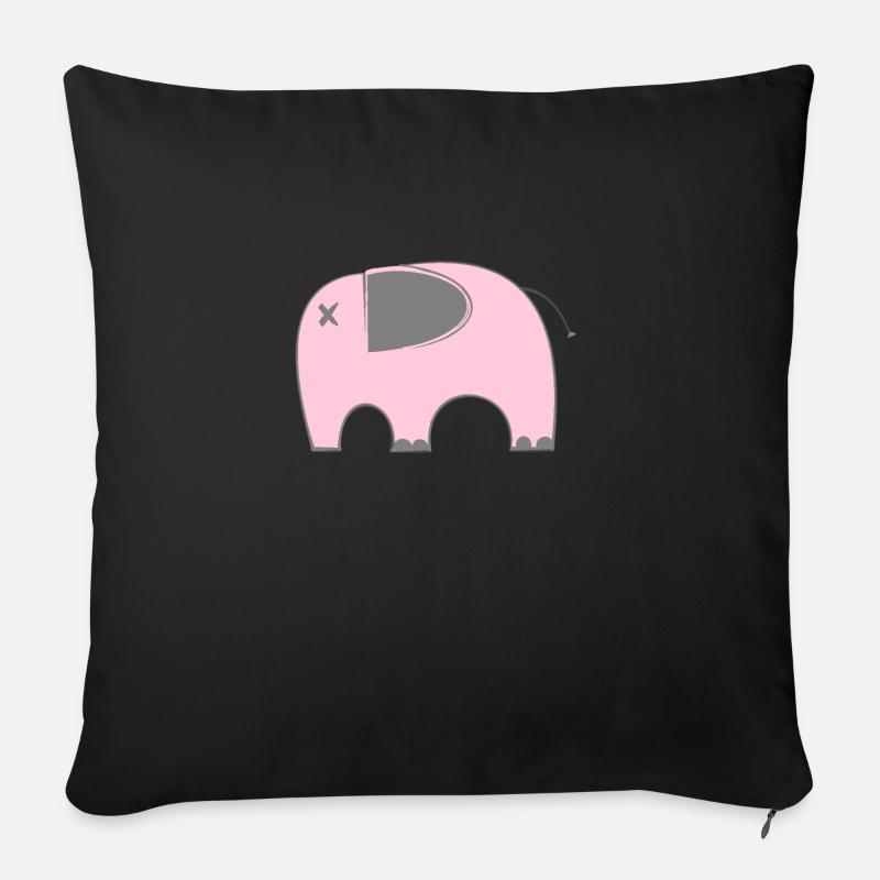 Éléphant rose - Housse de coussin décorative 45 x 45 cm - noir