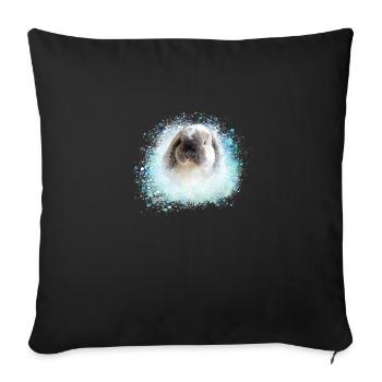 oreille floppy, lapin, graffiti, rose, lapin - Housse de coussin décorative 45 x 45 cm - noir - Devant