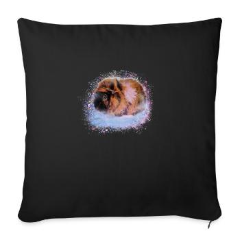 cochon d’Inde, graffiti, peinture, rose, bleu - Housse de coussin décorative 45 x 45 cm - noir - Devant