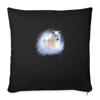 loup, bleu, chien, husky, chien, peinture, graffiti - Housse de coussin décorative 45 x 45 cm - noir - Devant
