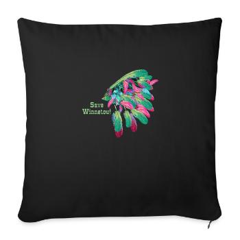 save winnetou,winnetou,Indian,Feathers,Chief - Sofa pillowcase 17,3'' x 17,3'' (45 x 45 cm) - black - Front