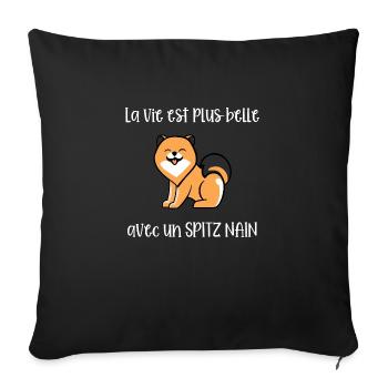 La vie est plus belle avec un spitz nain - Housse de coussin décorative 45 x 45 cm - noir - Devant