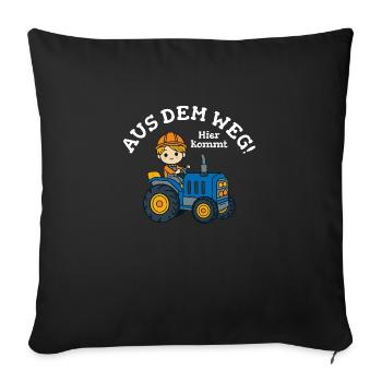Traktor Junge Kinder Name Vorlage - Sofakissenbezug 45 x 45 cm - Schwarz - Vorne