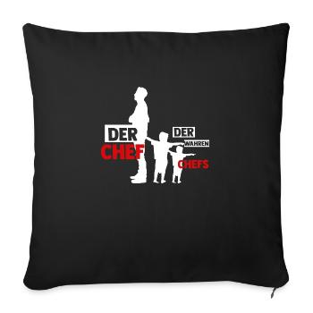 Papa Père Deux enfants Fils - Housse de coussin décorative 45 x 45 cm - noir - Devant