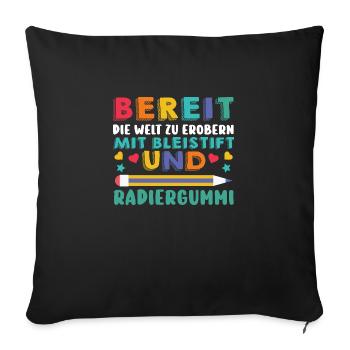 First Grade Elementary School Back to School Gift - Sofa pillowcase 17,3'' x 17,3'' (45 x 45 cm) - black - Front