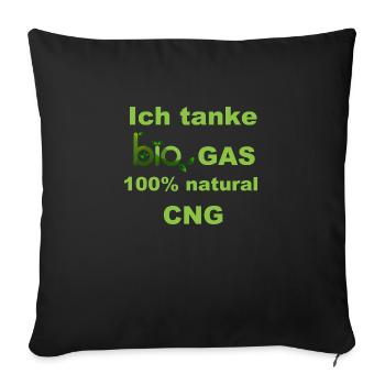 Ich tanke Bio Gas 100% CNG grün - Sofakissenbezug 45 x 45 cm - Schwarz - Vorne