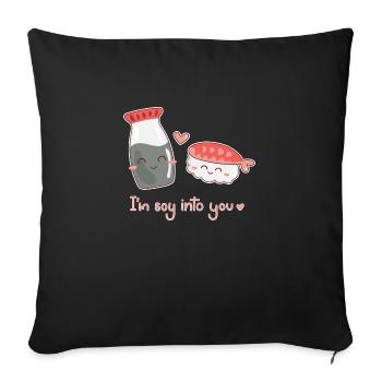 Sushi Soy Sauce Love Valentine's Day Couple Prawn - Sofa pillowcase 17,3'' x 17,3'' (45 x 45 cm) - black - Front