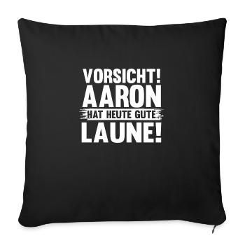 Prénom Aaron - Housse de coussin décorative 45 x 45 cm - noir - Devant