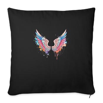 Angelwings,Angel Wings,Graffiti,Painting,Colorful - Sofa pillowcase 17,3'' x 17,3'' (45 x 45 cm) - black - Front