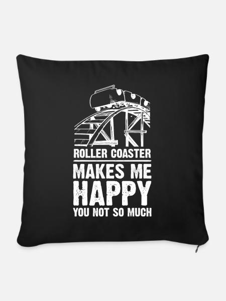 Roller Coaster Makes Me Happy - Sofakissenbezug 45 x 45 cm - Schwarz