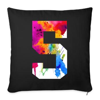 NUMBER 5 YEARS OLD 5TH BIRTHDAY - Sofa pillowcase 17,3'' x 17,3'' (45 x 45 cm) - black - Front