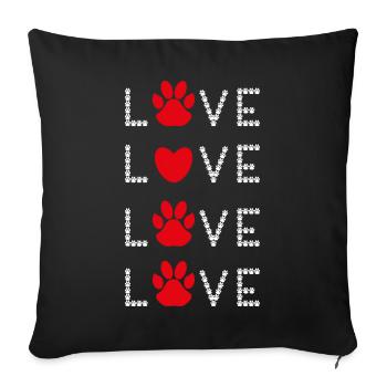 Love Hundepfoten mit rotem Herz und viel Liebe. - Sofakissenbezug 45 x 45 cm - Schwarz - Vorne