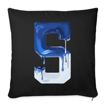 NR. 5 NUMMER 5 BLAU WEIß 5. GEBURTSTAG - Sofakissenbezug 45 x 45 cm - Schwarz - Vorne