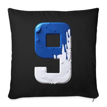 NO. 9 NUMBER 9 BLUE WHITE 9TH BIRTHDAY - Sofa pillowcase 17,3'' x 17,3'' (45 x 45 cm) - black - Front