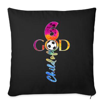 GOD 6 YEARS JESUS FOOTBALL 6TH BIRTHDAY - Sofa pillowcase 17,3'' x 17,3'' (45 x 45 cm) - black - Front