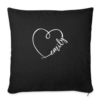 Emily Name Calligraphy Heart - Sofa pillowcase 17,3'' x 17,3'' (45 x 45 cm) - black - Front
