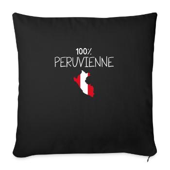 100 % péruvienne - cadeau femme Pérou - Housse de coussin décorative 45 x 45 cm - noir - Devant