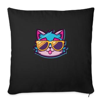 Cool cat with sunglasses - Sofa pillowcase 17,3'' x 17,3'' (45 x 45 cm) - black - Front