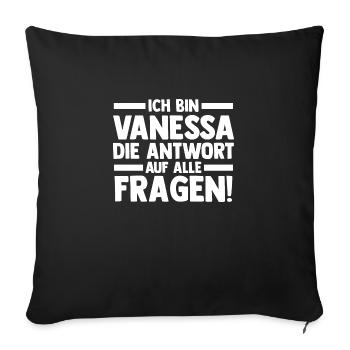 Prénom Licorne Vanessa - Housse de coussin décorative 45 x 45 cm - noir - Devant