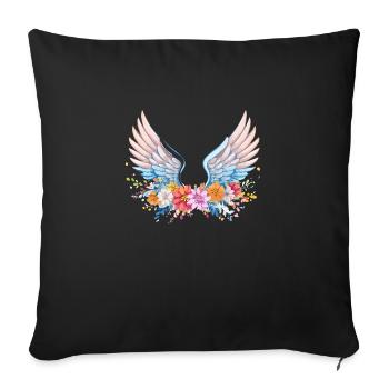 Angelwings,Angel Wings,Graffiti,Colorful,Flowers - Sofa pillowcase 17,3'' x 17,3'' (45 x 45 cm) - black - Front