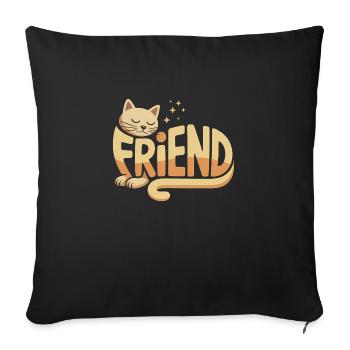 Cat Friend - Logo de chat mignon - Housse de coussin décorative 45 x 45 cm - noir - Devant