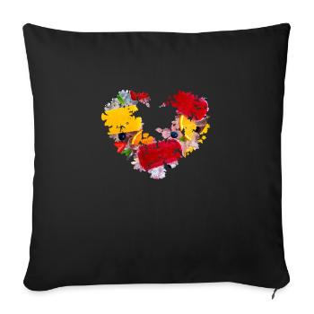 cœur de fleur, cœur, fleurs, photo, fleurs colorées, crème glacée - Housse de coussin décorative 45 x 45 cm - noir - Devant