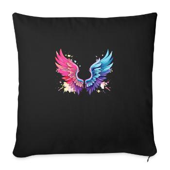 Angelwings,Angel Wings,Graffiti,Painting,Colorful - Sofa pillowcase 17,3'' x 17,3'' (45 x 45 cm) - black - Front