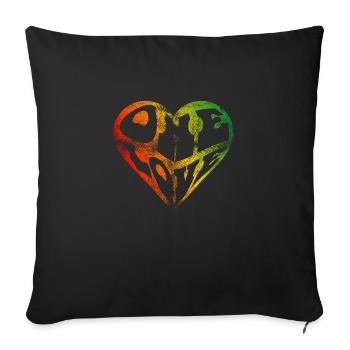 un amour coeur forme texte typographie reggae - Housse de coussin décorative 45 x 45 cm - noir - Devant