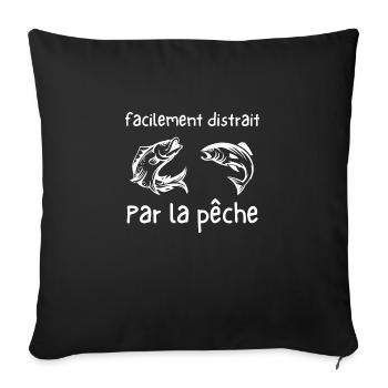 facilement distrait par la pêche - Housse de coussin décorative 45 x 45 cm - noir - Devant