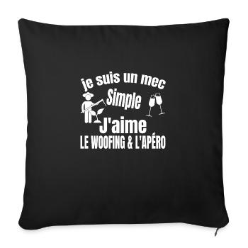 woofing et apéro - Housse de coussin décorative 45 x 45 cm - noir - Devant