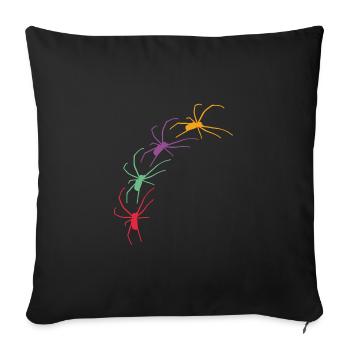 Big colorful spiders crawling diagonally - Sofa pillowcase 17,3'' x 17,3'' (45 x 45 cm) - black - Front