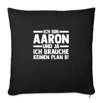 Prénom Aaron - Housse de coussin décorative 45 x 45 cm - noir - Devant