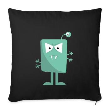 Monstre à 3 yeux - Housse de coussin décorative 45 x 45 cm - noir - Devant