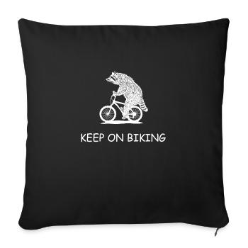 Raccoon bike Mountain bike keep on biking - Sofa pillowcase 17,3'' x 17,3'' (45 x 45 cm) - black - Front
