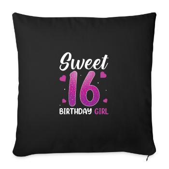 Sweet 16 ANNIVERSAIRE FILLE - Housse de coussin décorative 45 x 45 cm - noir - Devant