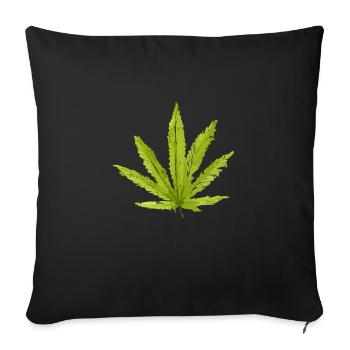 Feuille de chanvre - Housse de coussin décorative 45 x 45 cm - noir - Devant