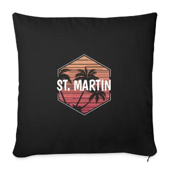 St Martin Beach Vacances Souvenir - Housse de coussin décorative 45 x 45 cm - noir - Devant