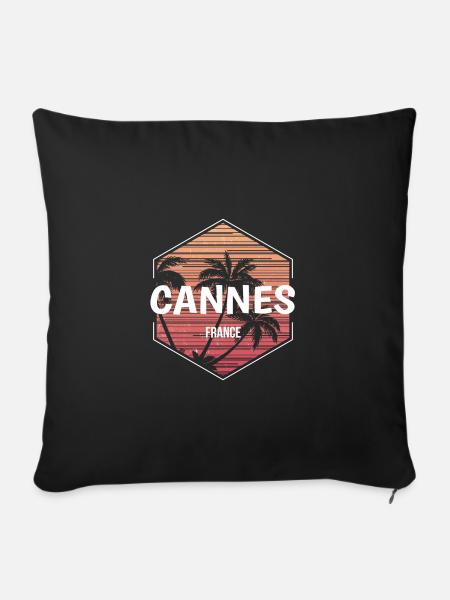 Cannes Strandurlaubs-Souvenir - Sofakissenbezug 45 x 45 cm - Schwarz