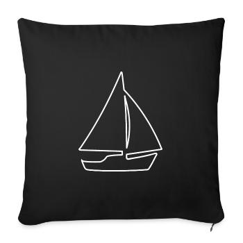 Sailboat Sailing Ship Sailing Fun White Outline - Sofa pillowcase 17,3'' x 17,3'' (45 x 45 cm) - black - Front