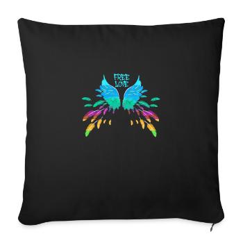 ailes colorées, ailes d’ange, ailes d’ange, amour libre - Housse de coussin décorative 45 x 45 cm - noir - Devant
