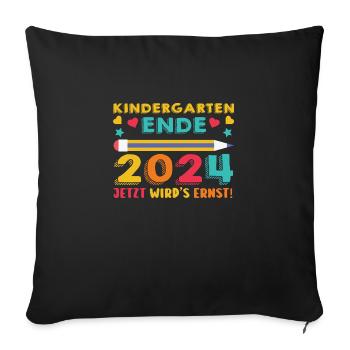1 Grade School Child Back to School Kindergarten Kita E - Sofa pillowcase 17,3'' x 17,3'' (45 x 45 cm) - black - Front