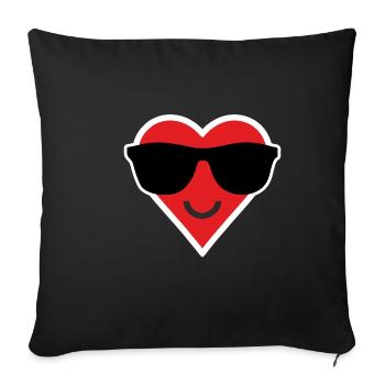 Coeur smilie - Housse de coussin décorative 45 x 45 cm - noir - Devant