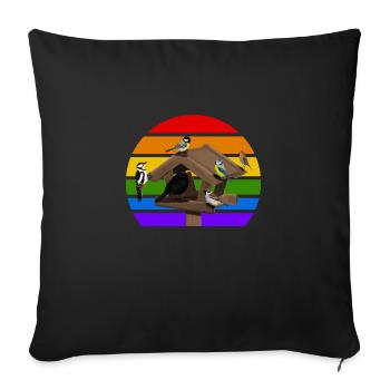 Birdhouse Bird Rainbow Variety Songbird - Sofa pillowcase 17,3'' x 17,3'' (45 x 45 cm) - black - Front