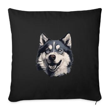 Husky Dog Sled Dog Husky Head - Sofa pillowcase 17,3'' x 17,3'' (45 x 45 cm) - black - Front