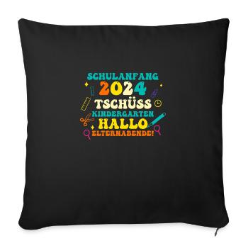 Parents School Child Primary School First Grade Enrollment - Sofa pillowcase 17,3'' x 17,3'' (45 x 45 cm) - black - Front