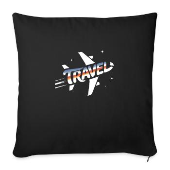 Travel Plane - Cool Holiday Pictogram - Sofa pillowcase 17,3'' x 17,3'' (45 x 45 cm) - black - Front