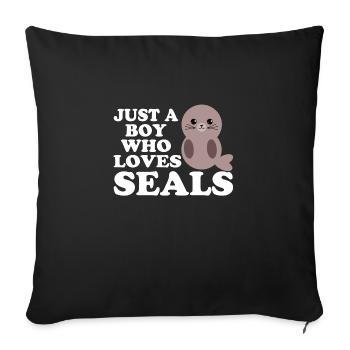 Seal seal boy gift dog seal - Sofa pillowcase 17,3'' x 17,3'' (45 x 45 cm) - black - Front
