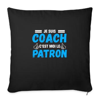 Je suis coach - cadeau coach humour - coach Shirt - Housse de coussin décorative 45 x 45 cm - noir - Devant