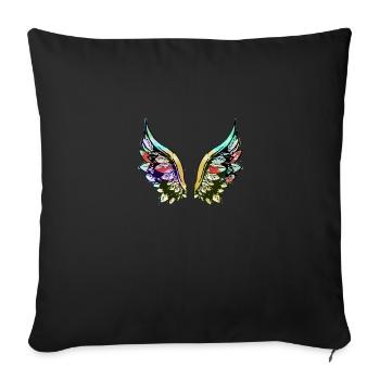 wing fishing wings,wings,watercolor,gray,angel wings - Sofa pillowcase 17,3'' x 17,3'' (45 x 45 cm) - black - Front